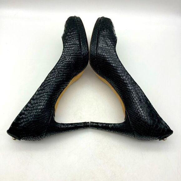 Stuart Weitzman Black Python Embossed Leather Platform Pump Size 8,5M - Picture 10 of 13